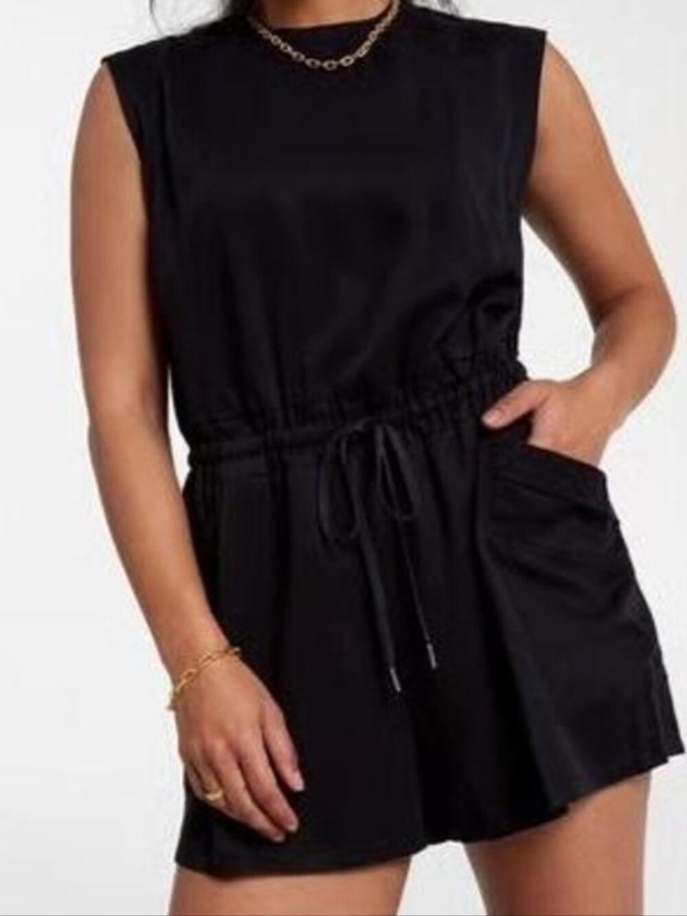 CALIA by Carrie Underwood Black Sleeveless Drawstring Waist Jumpsuit